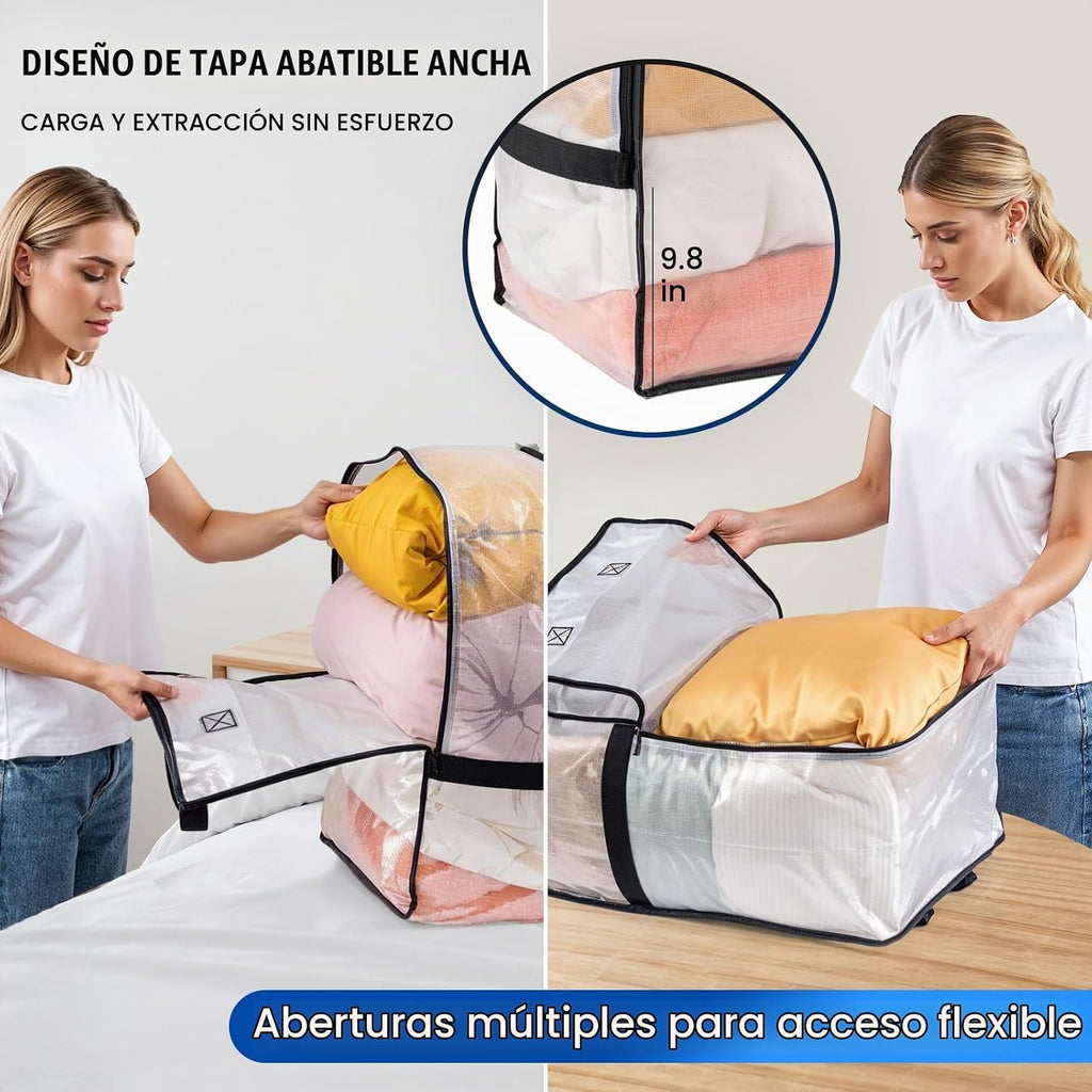 TAILI Paquete de 4 bolsas de mudanza transparentes con correas de mochila ajustables, suministros de mudanza, alternativa de cajas de mudanza, contenedores de almacenamiento resistentes para embalaje
