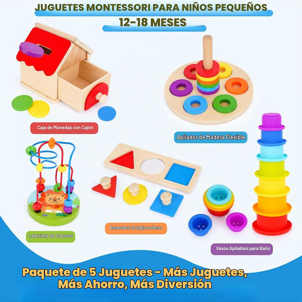 Juguetes educativos Montessori para niños y niñas de 1 a 2 años