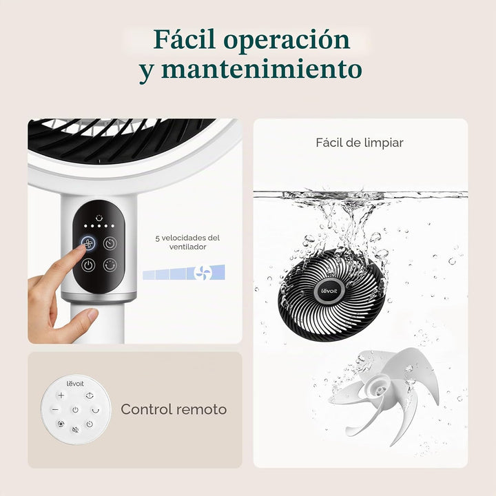 LEVOIT Ventilador de pie para dormitorio, ventilador de pedestal si...