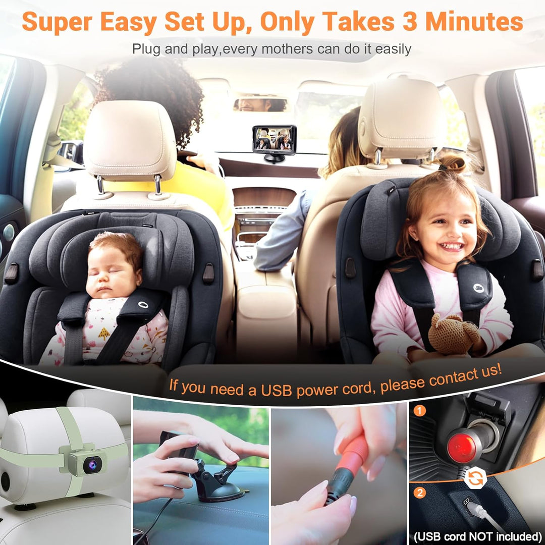 Rohent Cámara para Asiento de Coche con Enfoque Trasero para Bebé -...