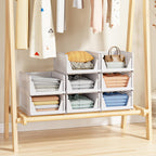 Paquete de 5 Cestas Apilables para Almacenamiento en Closet - Contenedores de Almacenamiento Apilables