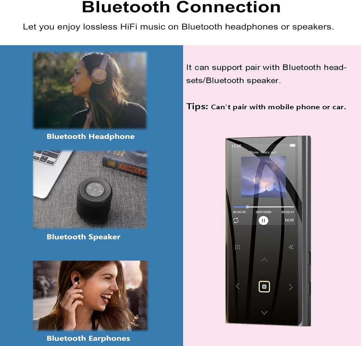 Reproductor de MP3 de 160 GB para niños con Bluetooth Reproductor d...