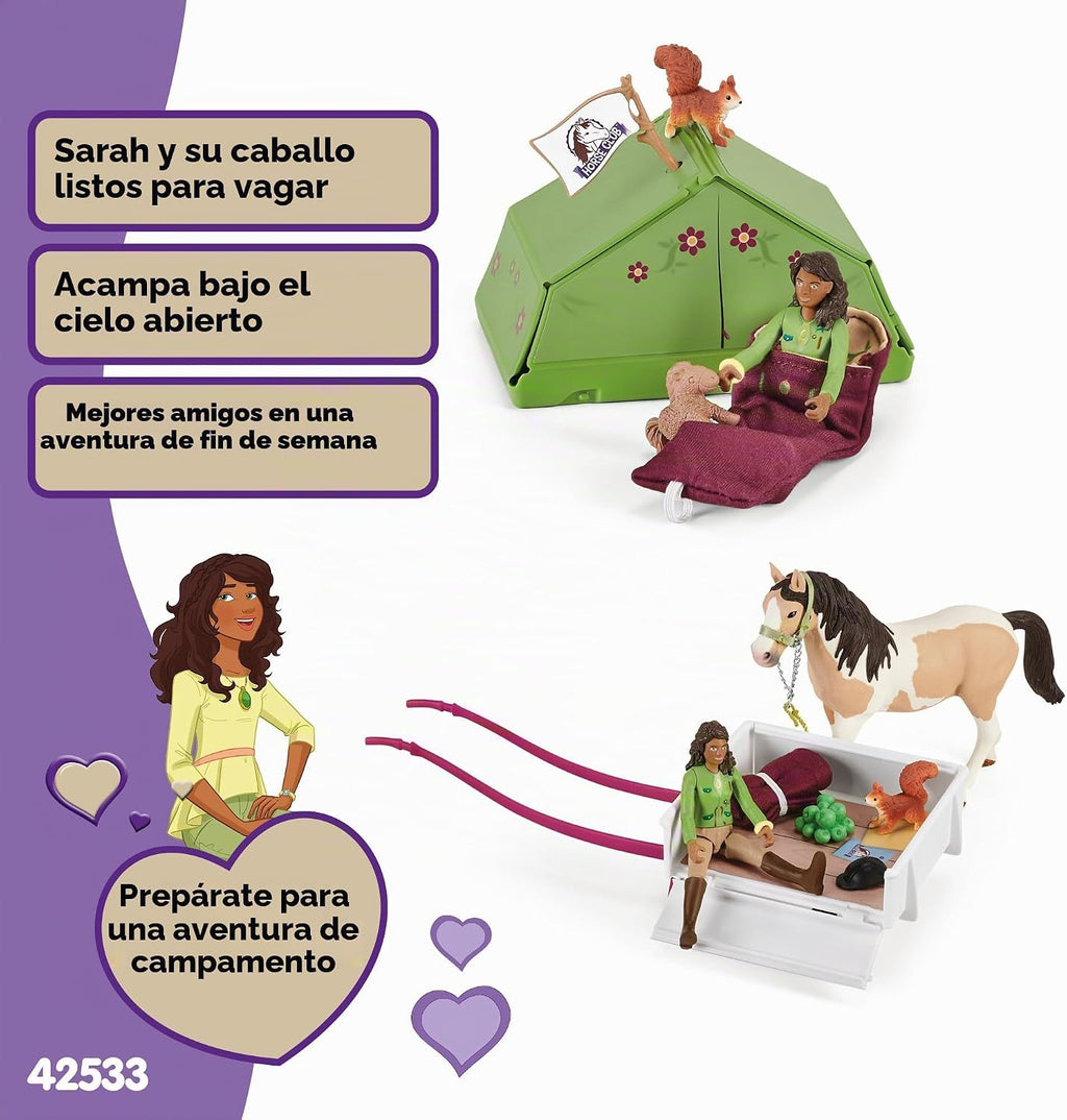 Schleich Horse Club - Set de juego Aventura de camping de Sarah, 23 piezas | 42533