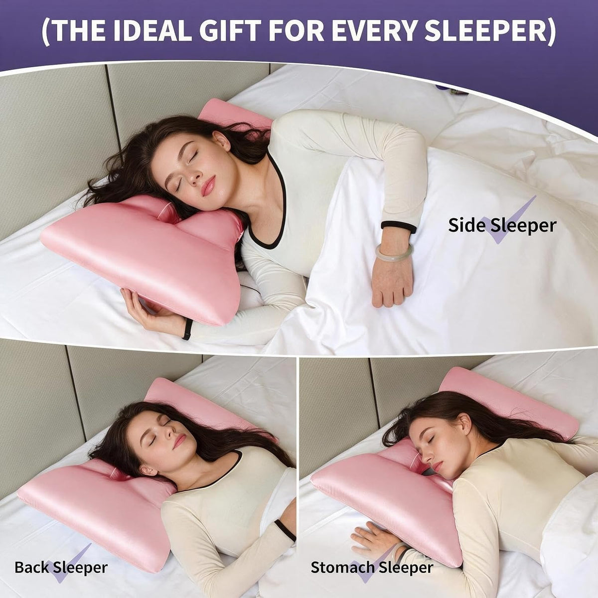 Almohada perforadora para dormir lateral con funda de almohada de