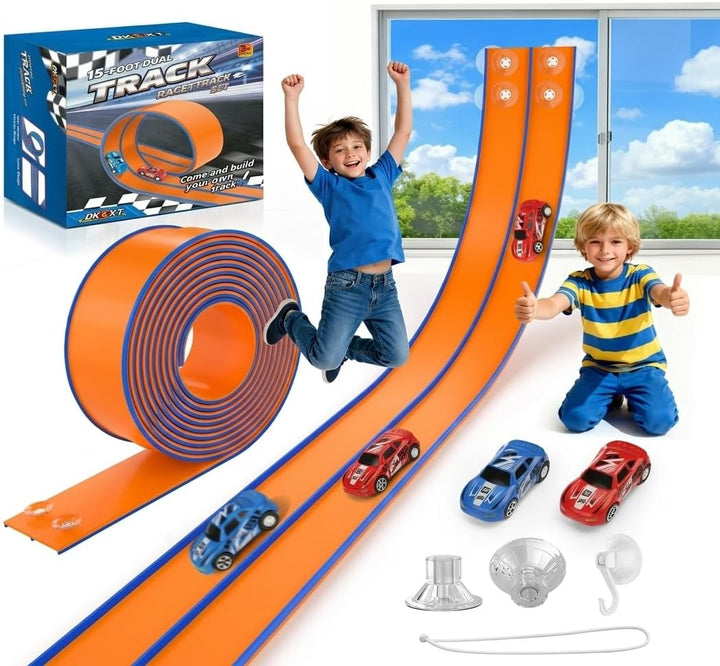 DKOXT Pista de carreras flexible de 15 pies para niños, juego de pi...
