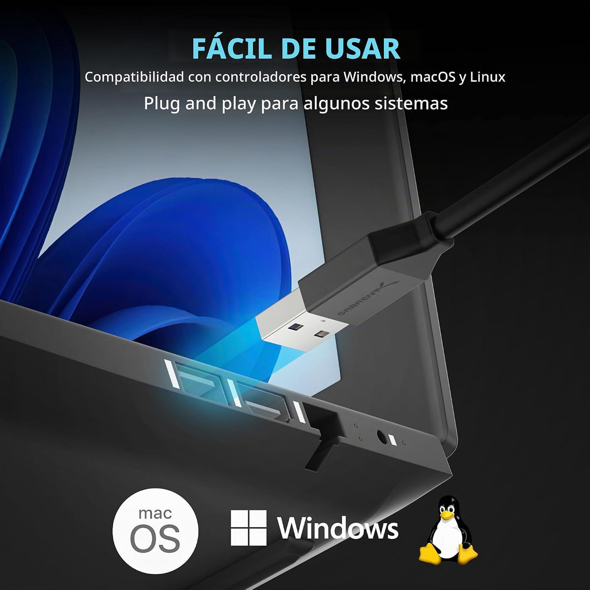 SABRENT Adaptador USB 3.0 a 2.5 Gigabit Ethernet – Adaptador de Red USB-A a 2.5GbE, Carcasa de Aluminio, Plug-and-Play, Retrocompatible con 10/100/1000/2500 Mbps, Alimentado por Bus (NT-UA25)