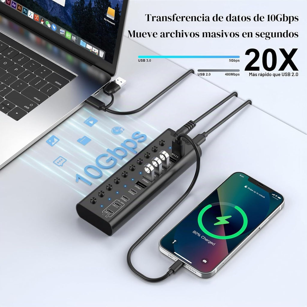 xiaobi, hub USB 2.0, alimentado