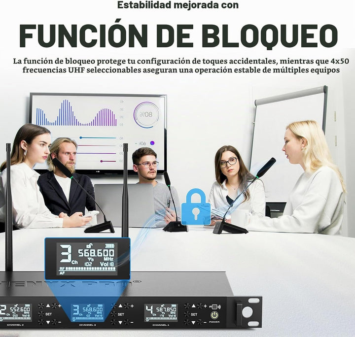 Phenyx Pro Sistema de Micrófono Inalámbrico para Conferencia, Micró...