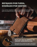 Cartera táctica de piel auténtica para hombre, tarjetero desplegable, inteligente, bloqueo RFID, delgada, minimalista, delgada, bolsillo frontal, capacidad de 12 tarjetas, ventana de