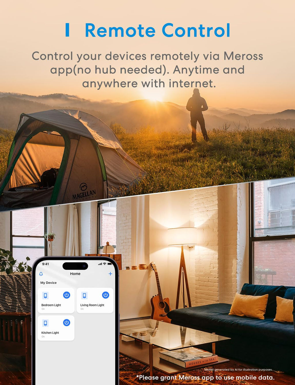 meross Interruptor WiFi inteligente, de 3 vías/de un solo polo, compatible