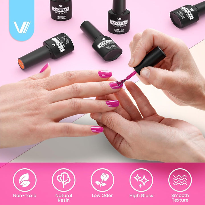 VANREESA - Juego de 24 esmaltes de gel para uñas, 21 colores con ca...