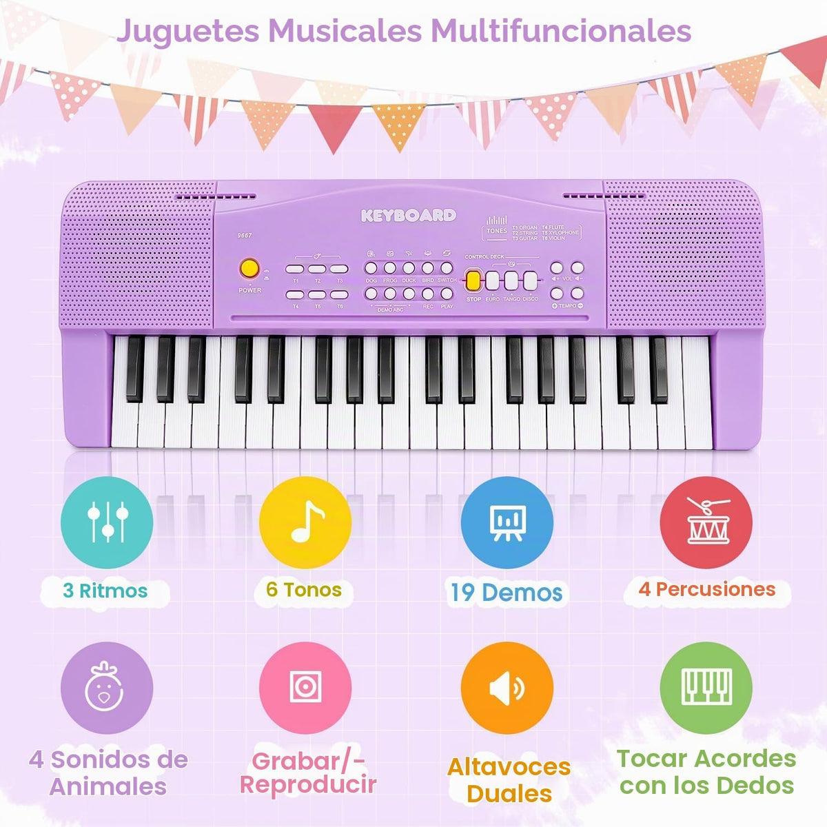 37 teclas para niños pequeños, teclado de piano eléctrico, pianos con micrófono