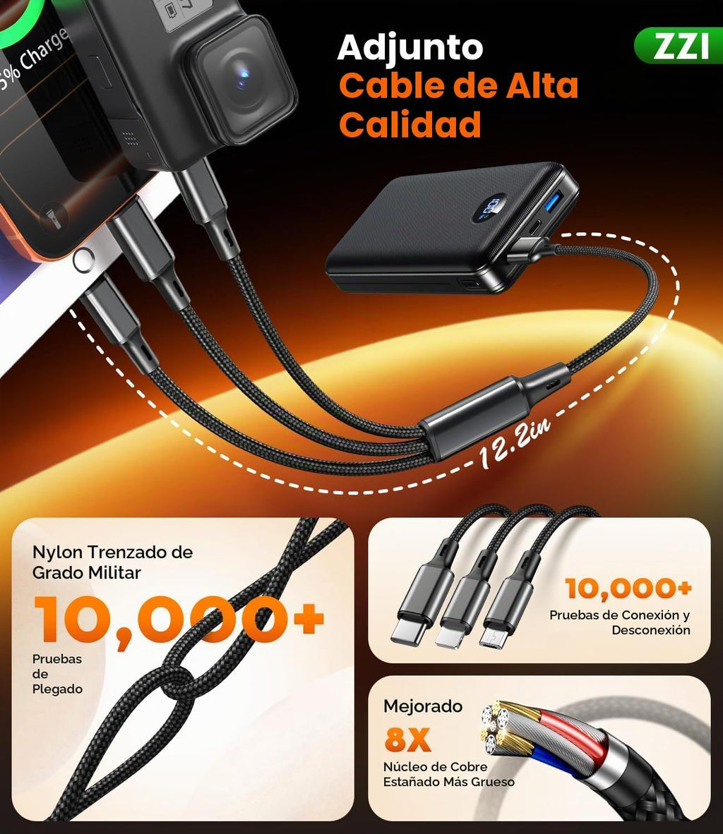ZZI Cargador portátil Power Bank 60000mAh, 22.5W PD Paquete de baterías de