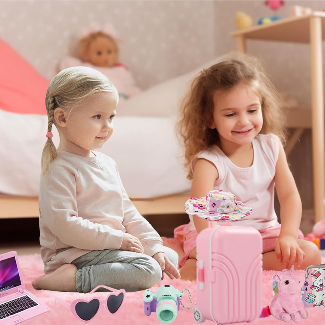 Windolls Maleta para muñecas de 18 pulgadas, accesorios de viaje, a...