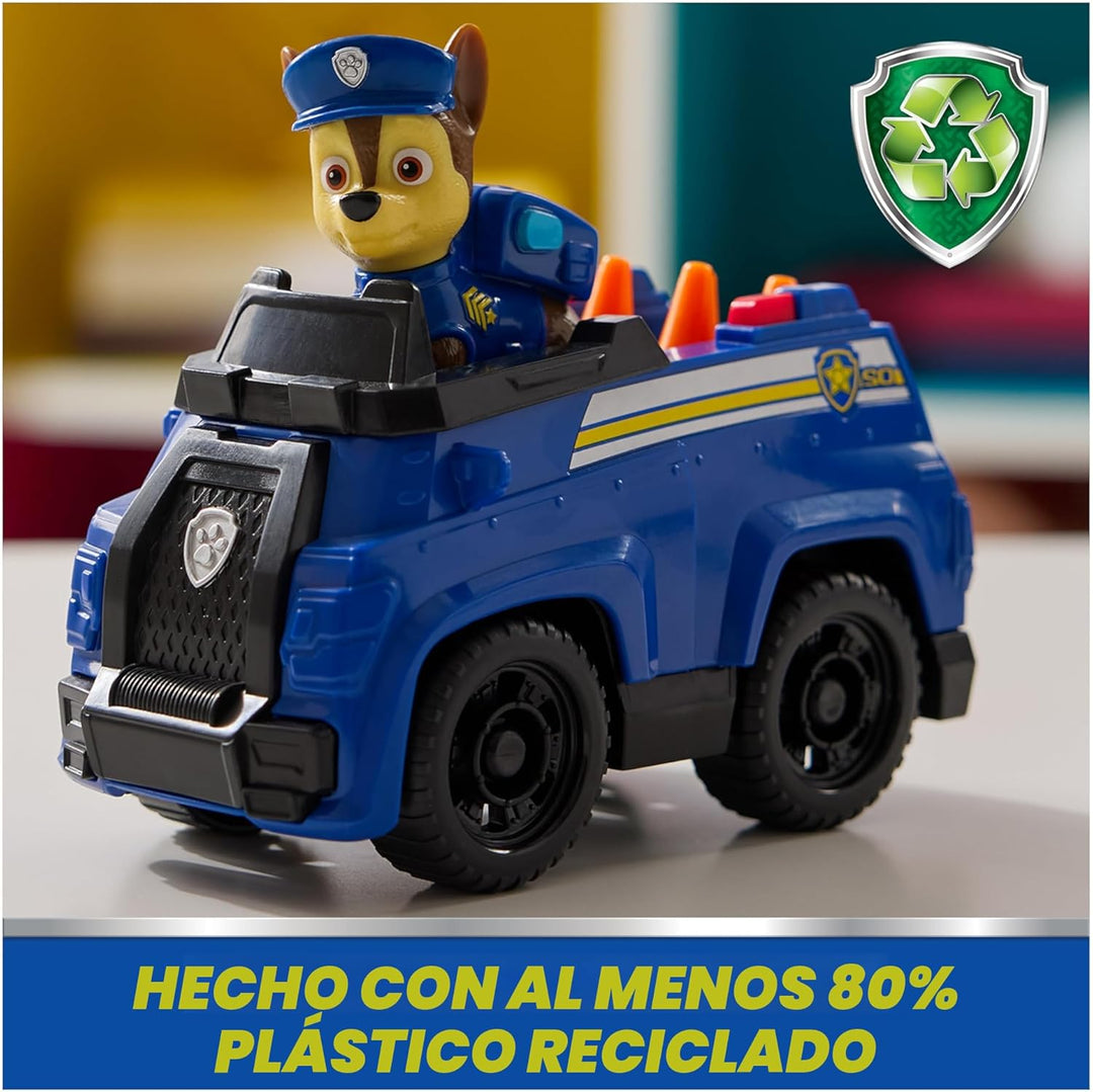 PAW Patrol, Patrulla de Chase, Vehículo de juguete con figura de ac...