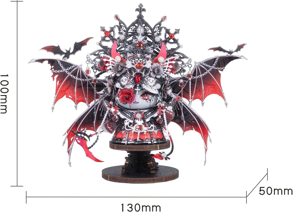 MU Rompecabezas de metal 3D para adultos, magnético, intercambiable, cabeza de gato, vampiro, reina oscura, gatito con 2 bases, rompecabezas espeluznante de metal, kits de construcción, juegos de bricolaje, amantes de los gatos, regalos coleccionables