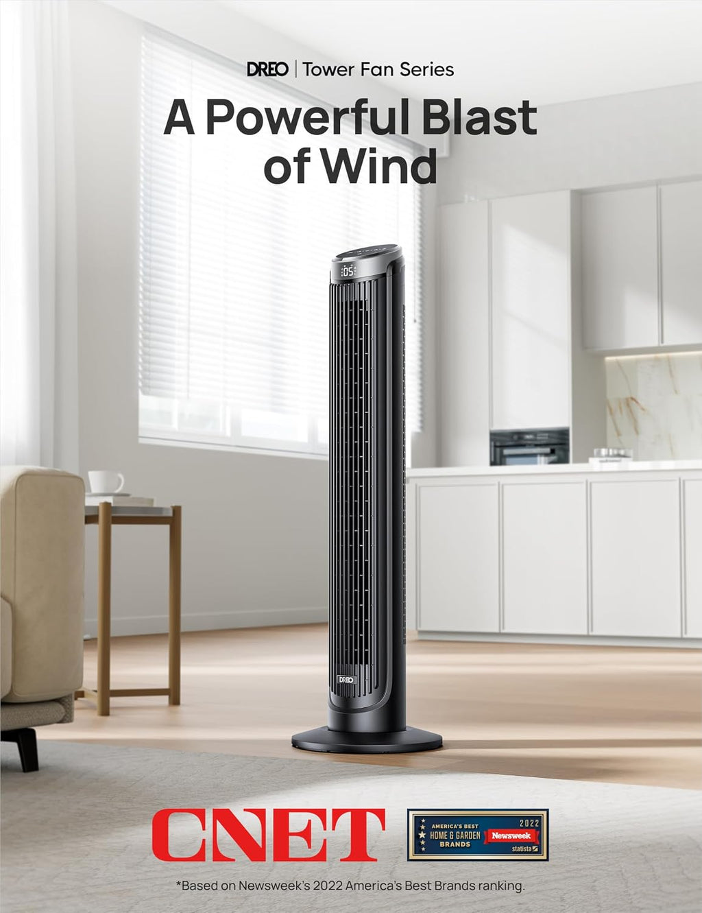 DREO Ventilador de torre para dormitorio, ventiladores oscilantes d...