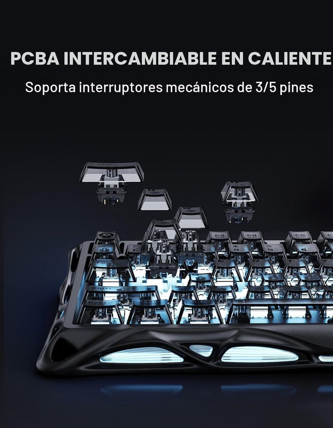 GravaStar Teclado mecánico inalámbrico Mercury K1 75%, teclado para...