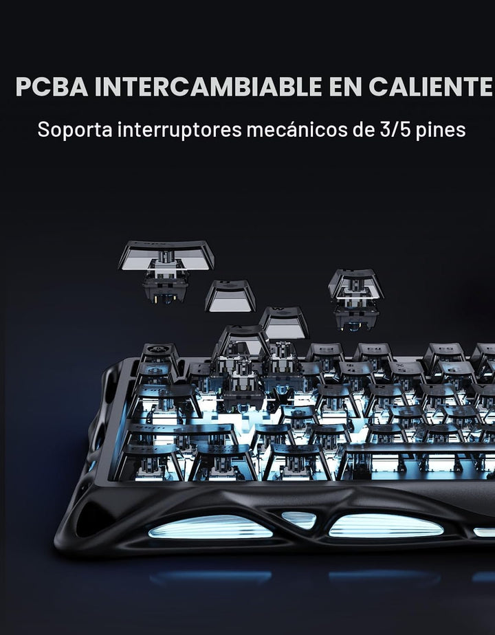 GravaStar Teclado mecánico inalámbrico Mercury K1 75%, teclado para...