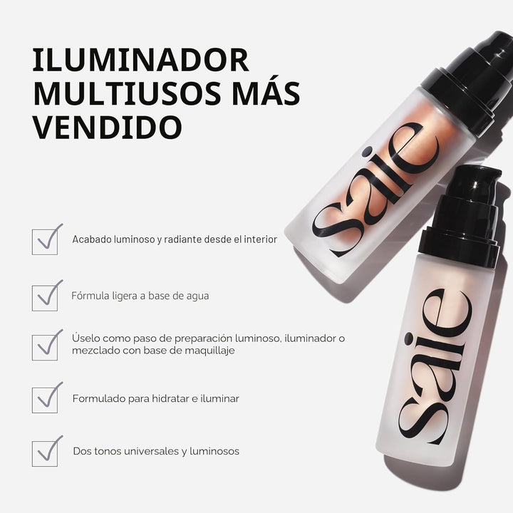 Saie Glowy Super Gel - Prebase de Maquillaje Hidratante y Suero Ilu...