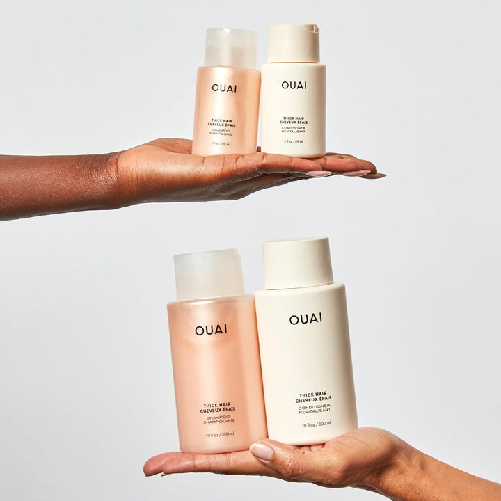 OUAI Champú para cabello grueso, champú hidratante de manteca de ka...