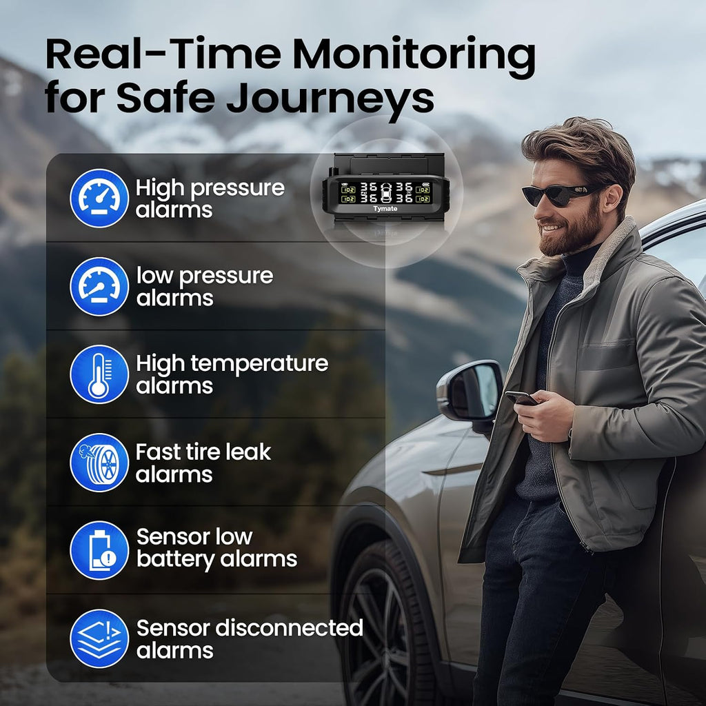 Tymate TM8 RV Sistema de monitoreo de presión de neumáticos, TPMS Set de 4
