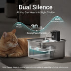 DownyPaws Fuente de agua para gatos Inalámbrica de acero inoxidable