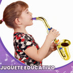 Juego de 2 piezas de saxofón de trompeta de juguete para niños, instrumento musical de plástico para regalo