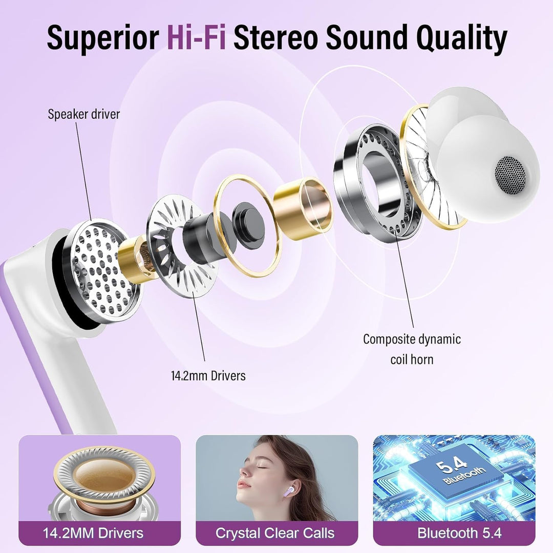 Auriculares inalámbricos, auriculares Bluetooth 5.4 con pantalla tá...