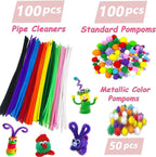 VLUSSO Suministros de artes y manualidades para niños, kits de manualidades, materiales de arte, juego de manualidades para niños con limpiapipas, caja de manualidades, juguetes preescolares en casa
