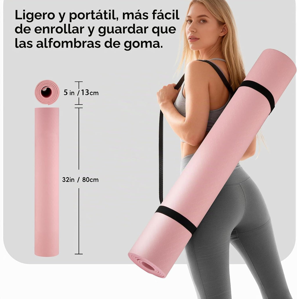 Tapete de yoga extra ancho de 72 x 32 pulgadas, tapete de ejercicio antideslizante de TPE para entrenamiento en casa, tapete de yoga grande de alta densidad de 0.236 pulgadas para hombres y