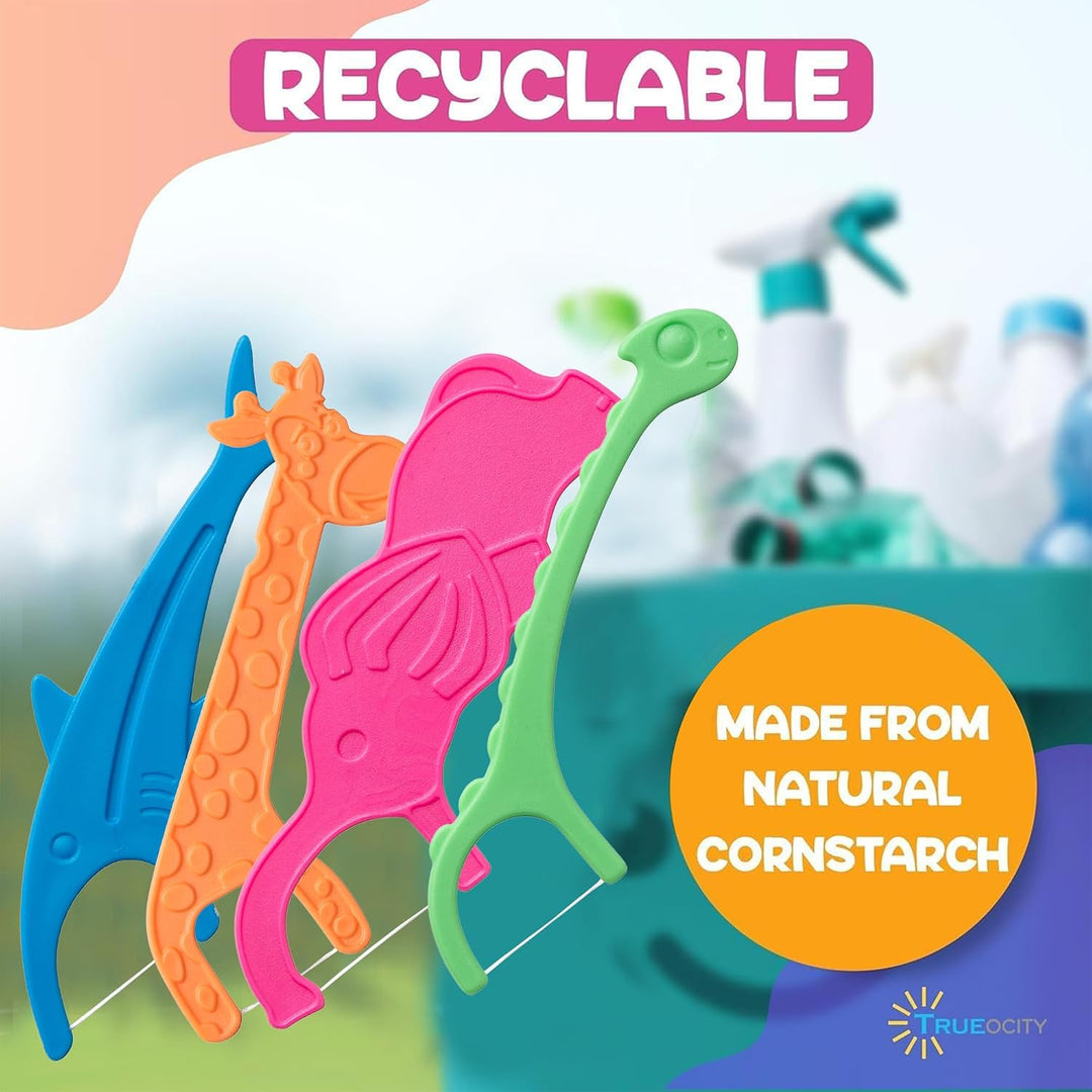 Hilo dental biodegradable para niños, paquete de 100 palillos de hi...