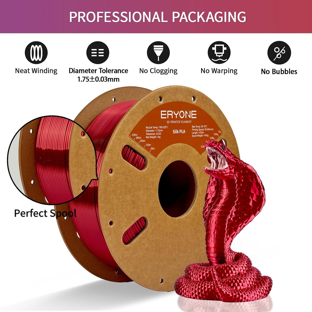 ERYONE Filamento PLA de seda para impresora 3D, 0.069 pulgadas +\/-...