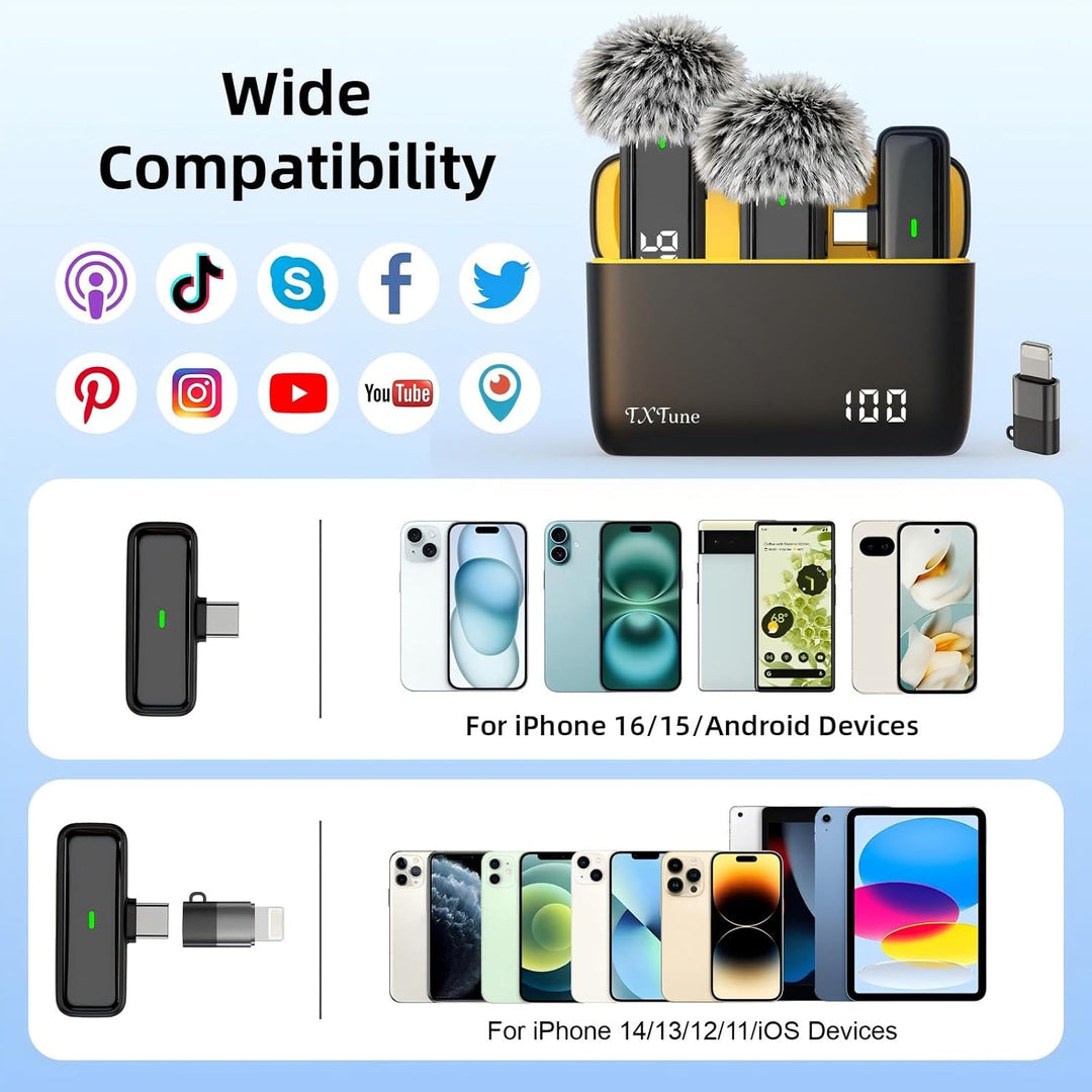 TXTUNE Micrófono de solapa inalámbrico para teléfono Android - Micr...