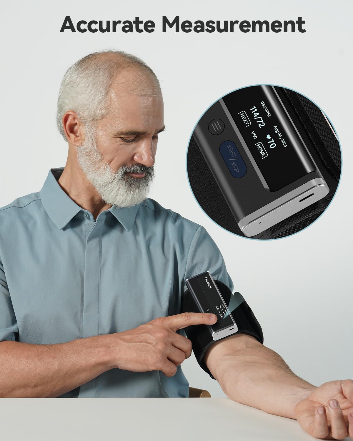 Checkme Monitor de presión arterial para uso doméstico: máquina BP Bluetooth del brazo superior, lecturas precisas en 30 segundos, aplicación habilitada para iOS y Android