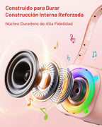 Mini máquina de karaoke con altavoz Bluetooth portátil con 2 micrófonos inalámbricos y luces LED de fiesta para niñas, niños, familia, compatible con tarjeta USB/AUX/TF para regalos de