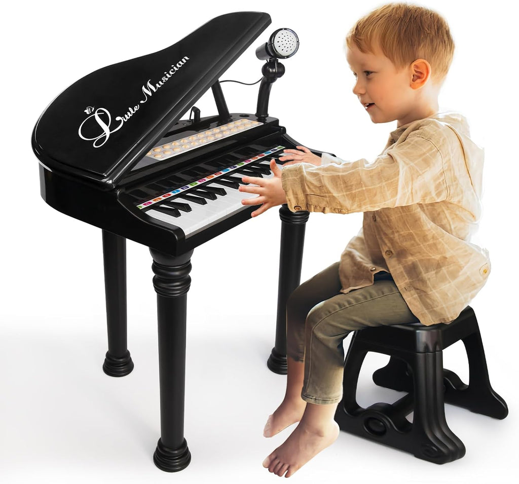Love&Mini - Piano/teclado de juguete de 31 teclas para niños de 3, 4, 5 años – Instrumentos musical electrónico con taburete para bebé como regalo de cumpleaños