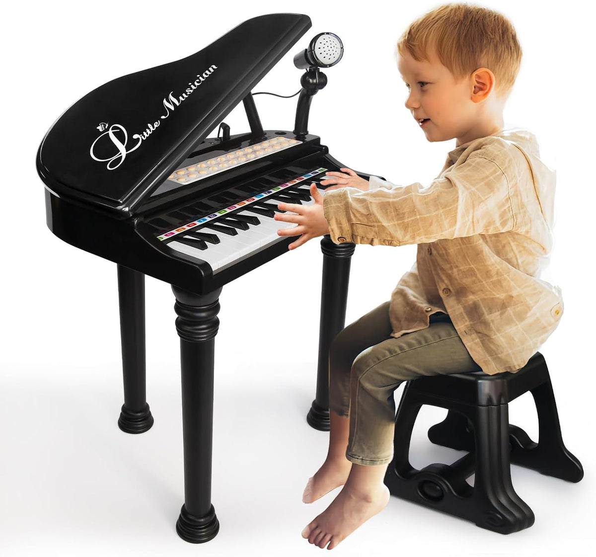Love&Mini - Piano/teclado de juguete de 31 teclas para niños de 3, 4, 5 años – Instrumentos musical electrónico con taburete para bebé como regalo de cumpleaños