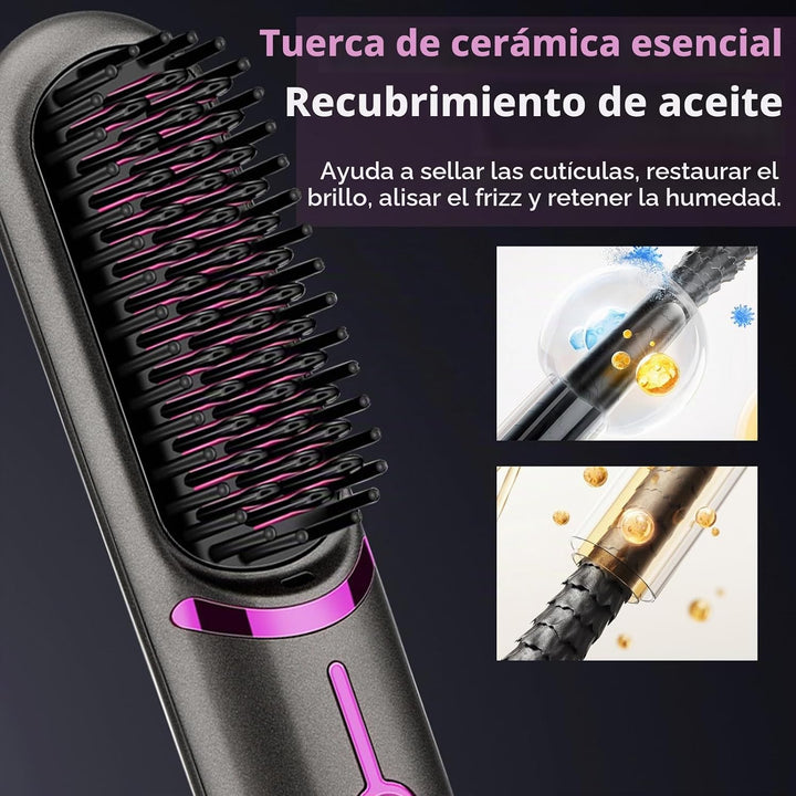 Unipampa Cepillo alisador de cabello 2 en 1, peine alisador de pelo...