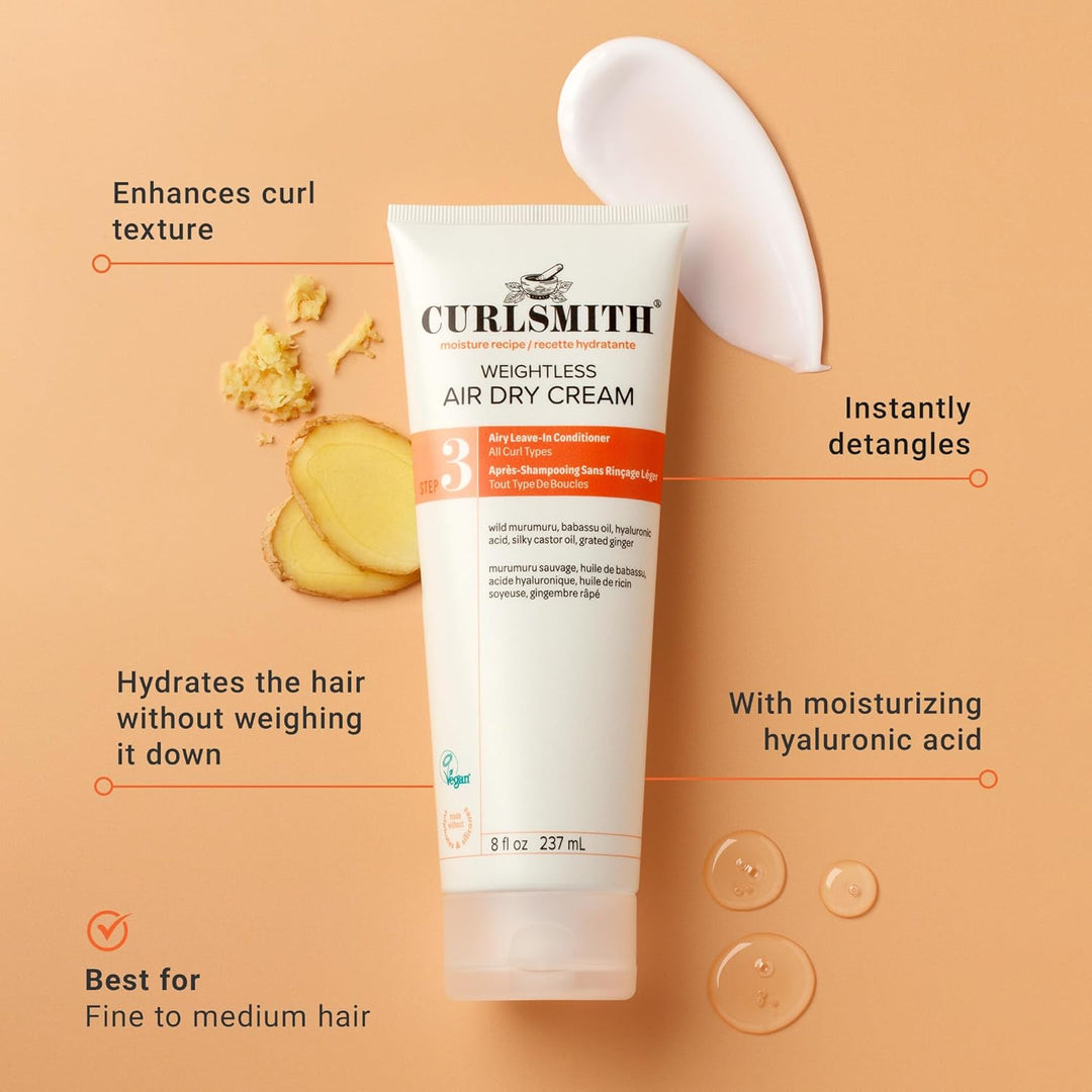 CURLSMITH Weightless Air Dry Cream for Hair, Hydrating and Detangli...