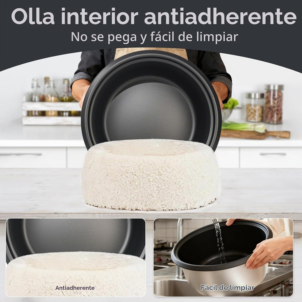 Olla arrocera comercial de 90 tazas, 16 cuartos de galón de