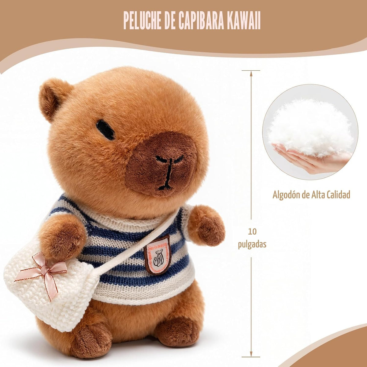TITQWOP Peluche Capybara marrón de 10.2 pulgadas con 9 prendas