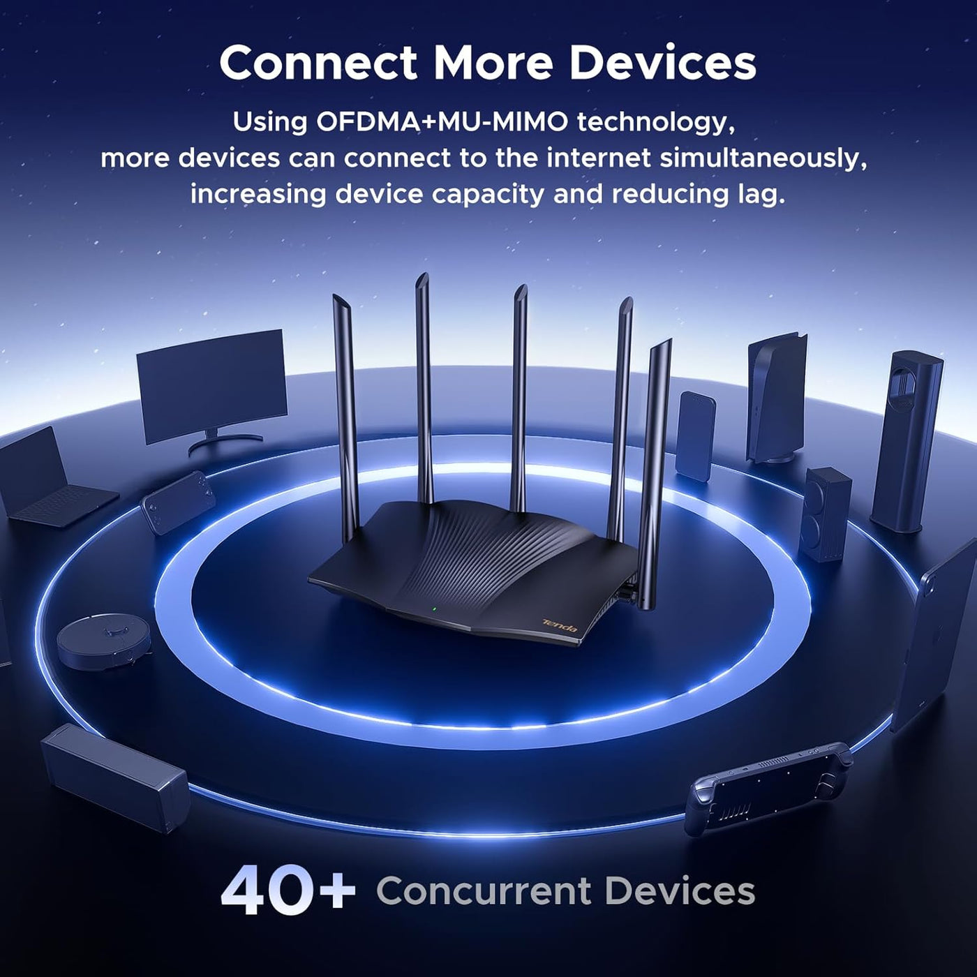 Tenda Enrutador WiFi 6, AX3000 Router inalámbrico Gigabit de doble...