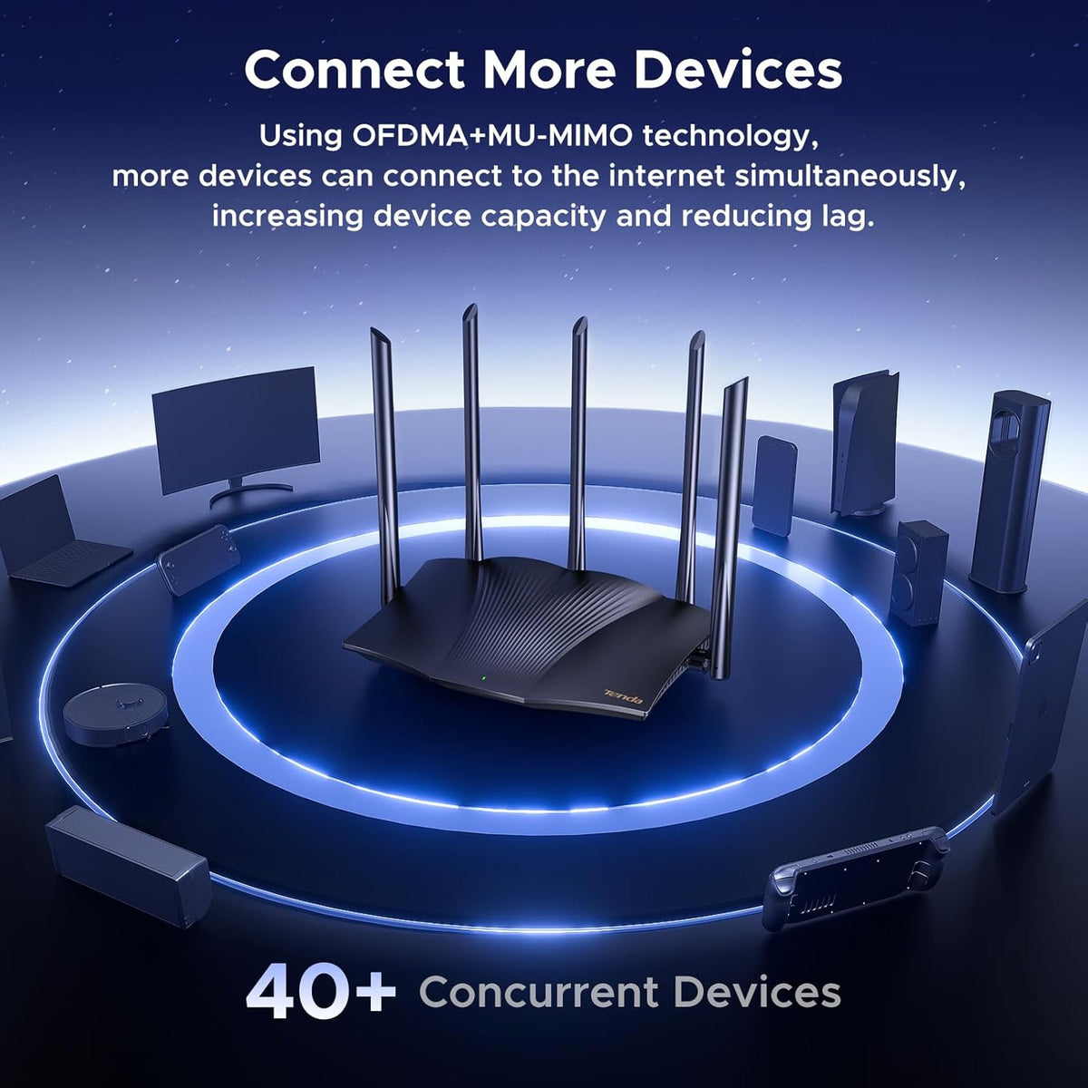 Tenda Enrutador WiFi 6, AX3000 Router inalámbrico Gigabit de doble banda para el hogar