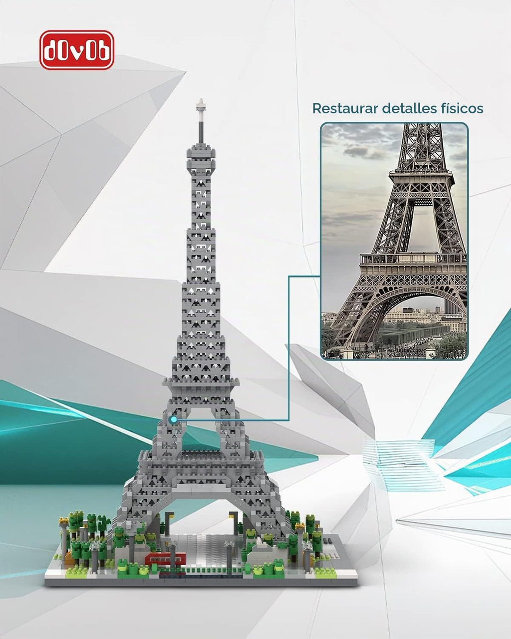 dOvOb Architecture - Juego de microbloques de la Torre Eiffel, 3369 piezas de mini ladrillos 3D, juguete de rompecabezas 3D, regalo para adultos y niños