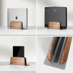 UPERGO Soporte vertical para computadora portátil, soporte para computadora portátil para acoplar MacBook, MacBook Pro y otras computadoras portátiles, madera de nogal negro