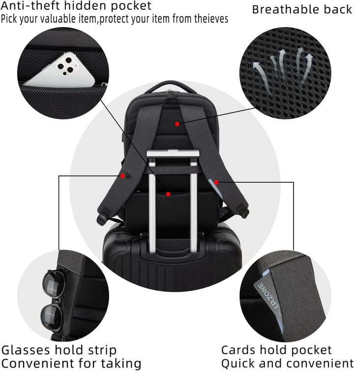 DUSLANG Mochila para laptop de 17 pulgadas para viajes, resistente...