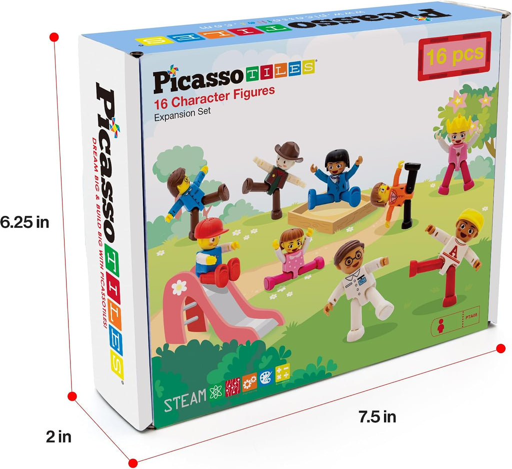 PicassoTiles - Juego de figuras de acción magnéticas para niños pequeños, con imán de expansión, kit educativo de aprendizaje STEM de simulación de juego para construcción, bloques de construcción, baldosas para desarrollo cerebral infantil