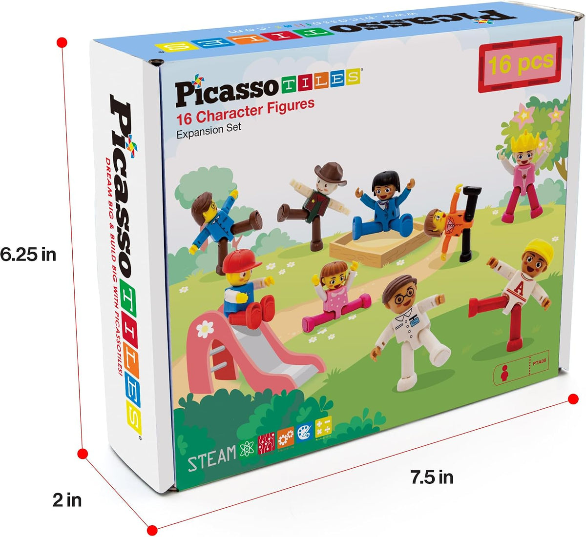 PicassoTiles - Juego de figuras de acción magnéticas para niños pequeños, con imán de expansión, kit educativo de aprendizaje STEM de simulación de juego para construcción, bloques de construcción, baldosas para desarrollo cerebral infantil