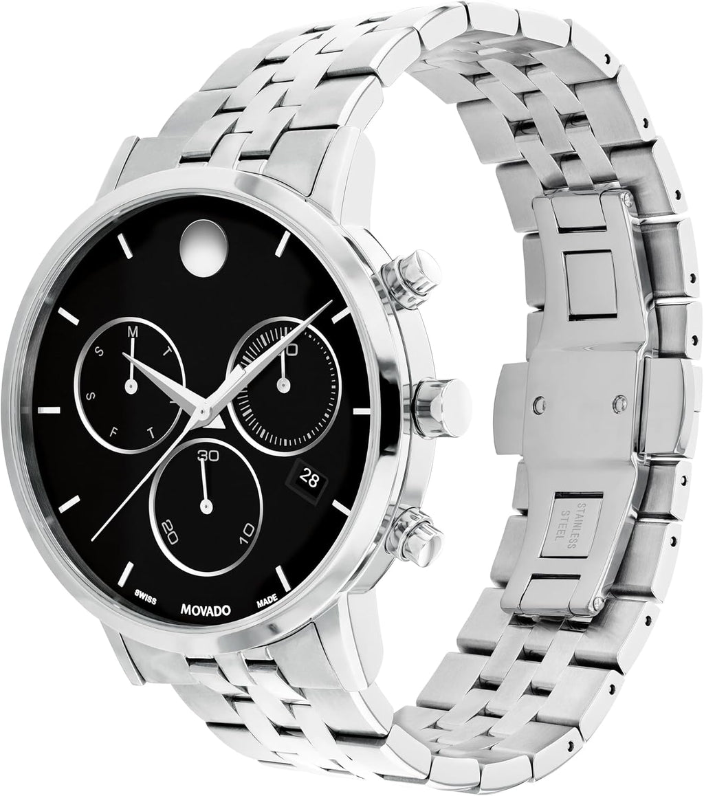 Movado Museum Classic Chrono Reloj suizo de acero inoxidable para hombre, 1.654 in
